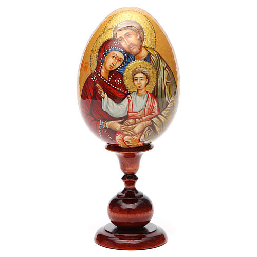 Oeuf icône russe PEINTE À LA MAIN Sainte Famille tot h 20 cm 5