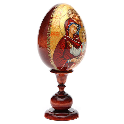 Oeuf icône russe PEINTE À LA MAIN Sainte Famille tot h 20 cm 8