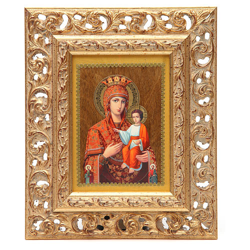 Russian silk-screened icon Hodegetria, framed 3