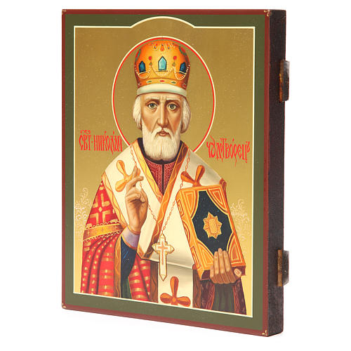 Russische Ikone heilige Nikolaus gemalt 26x22cm 2