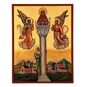 Russische Ikone, Heiliger Johannes auf einer Säule, 14x10 cm