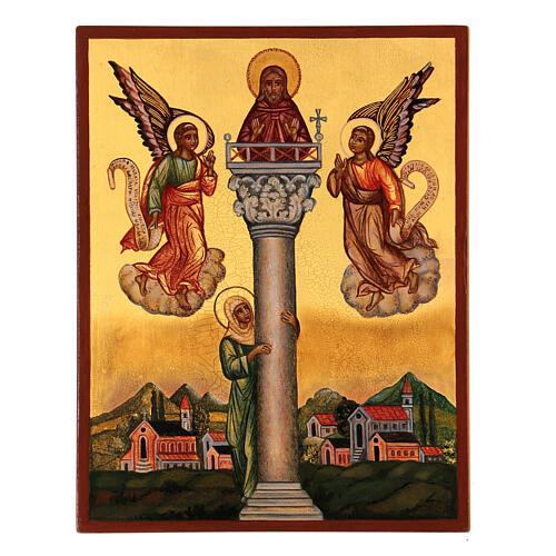 Russische Ikone, Heiliger Johannes auf einer Säule, 14x10 cm 1