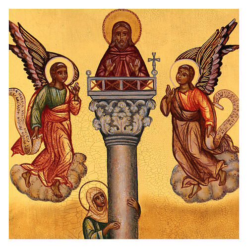 Russische Ikone, Heiliger Johannes auf einer Säule, 14x10 cm 2