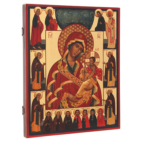 Russische Ikone Madonna von Suja mit Trinität und Heiligen 36x30 cm 2