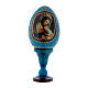 Huevo azul ruso de madera decorada Virgen con Niño h tot 13 cm s1