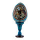 Ovo azul russo em madeira decorado A Madona do Magnificat h tot 13 cm s1