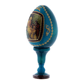 Russian Egg Nativity of Christ, Fabergé style, blue 13 cm