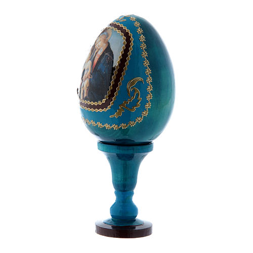 Uovo in legno russo  blu h tot 13 cm La Madonna del Libro 2