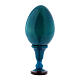 Uovo La Madonna del Cardellino in legno decorato blu h tot 13 cm s3