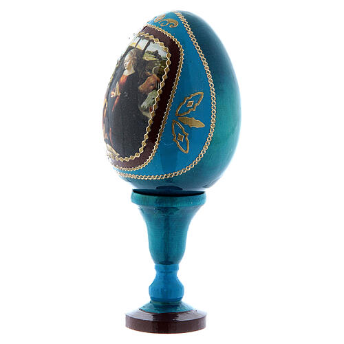 Russische Ei-Ikone, blau, Geburt Christi, Gesamthöhe 13 cm 2