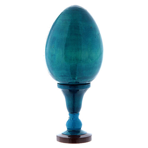 Huevo ícono ruso decoupage azul La Virgencita h tot 13 cm 3