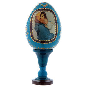 Ovos Russos Pintados: Ovo A Madoninha découpage russo azul h tot 13 cm Ovos Russos Pintados: Ovo A Madoninha découpage russo azul h tot 13 cm