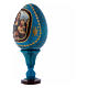 Russische Ei-Ikone, blau, Madonna mit der Spindel, Gesamthöhe 13 cm s2