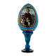 Huevo ícono ruso La Virgen del Belvedere estilo imperial ruso azul h tot 13 cm s1