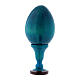 Huevo La Virgen del Pez azul de madera azul decorado h tot 13 cm s3