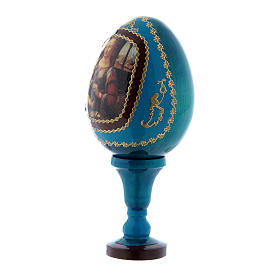 Russian Egg Madonna of the Carnation, Fabergé style, blue 13 cm