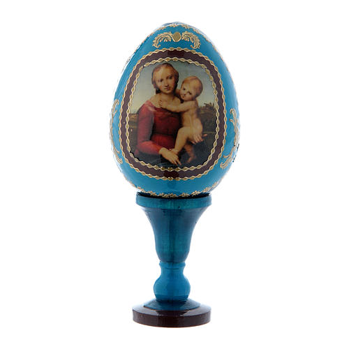 Russian Egg Small Cowper Madonna, Russian Imperial style, blue 13 cm 1