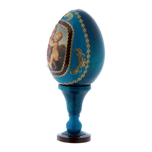 Huevo La Pequeña Virgen Cowper decoupage azul ruso h tot 13 cm 2