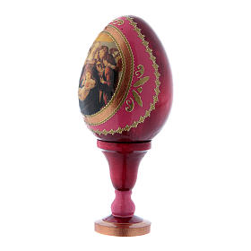 Russische Ei-Ikone, rot, Madonna mit dem Granatapfel, Gesamthöhe 13 cm