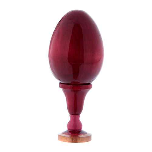 Huevo La Virgen del Jilguero de madera rojo h tot 13 cm 3
