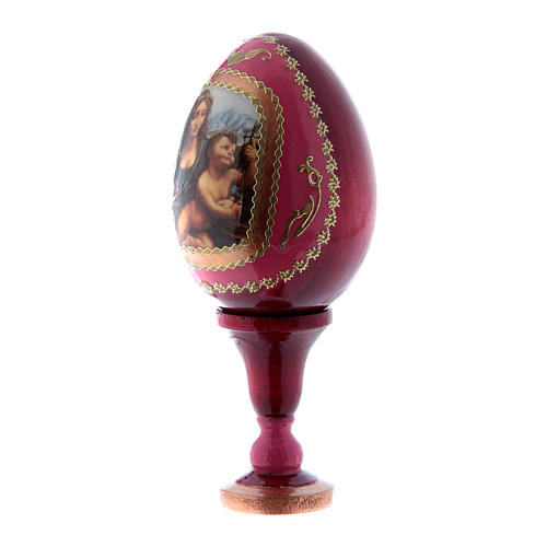 Huevo La Virgen del Huso rojo ícono ruso h tot 13 cm 2