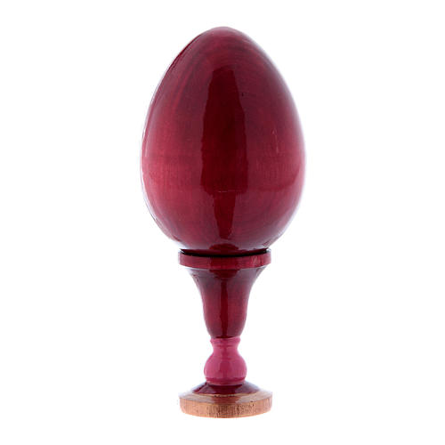 Uovo La Madonna dei Fusi rosso icona russa h tot 13 cm 3