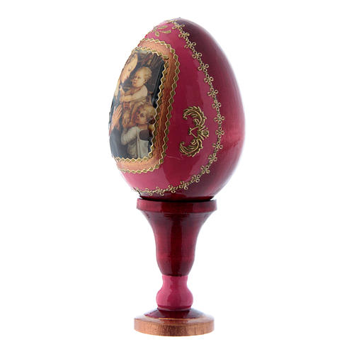 Huevo ruso decorado a mano rojo Virgen con Niño y Ángeles h tot 13 cm 2