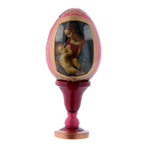 Russian Egg Madonna Litta, Russian Imperial style, red 13 cm 1