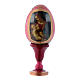 Uovo in legno decorato a mano rosso russo La Madonna Litta h tot 13 cm s1