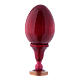 Uovo in legno decorato a mano rosso russo La Madonna Litta h tot 13 cm s3