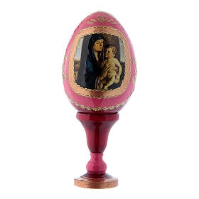 Uovo stile Fabergé rosso russo La Madonna col Bambino h tot 13 cm