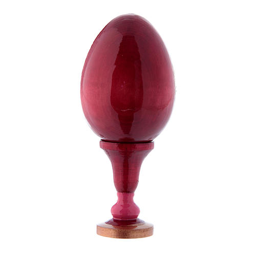 Huevo de madera ruso decoupage rojo La Virgen del Belvedere h tot 13 cm 3