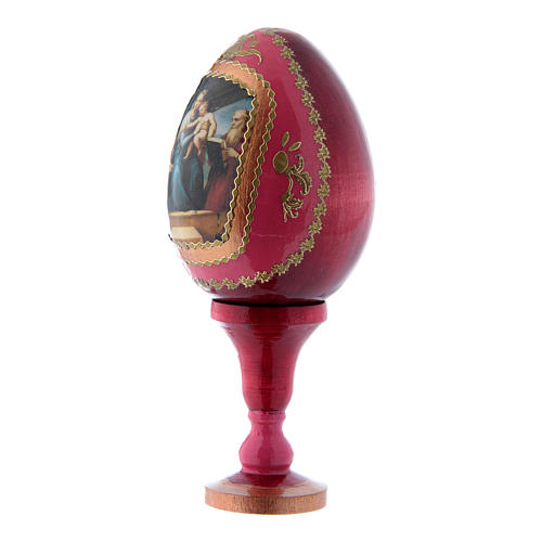 Russian Egg Madonna of the Fish, Russian Imperial style, red 13 cm 2