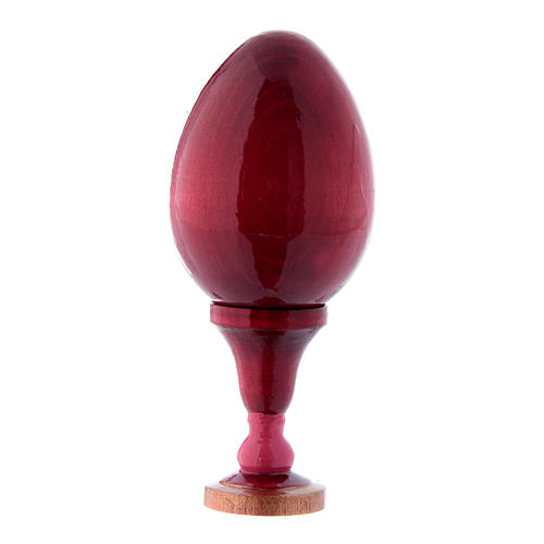 Uovo russo rosso in legno La Madonna col Bambino h tot 13 cm 3