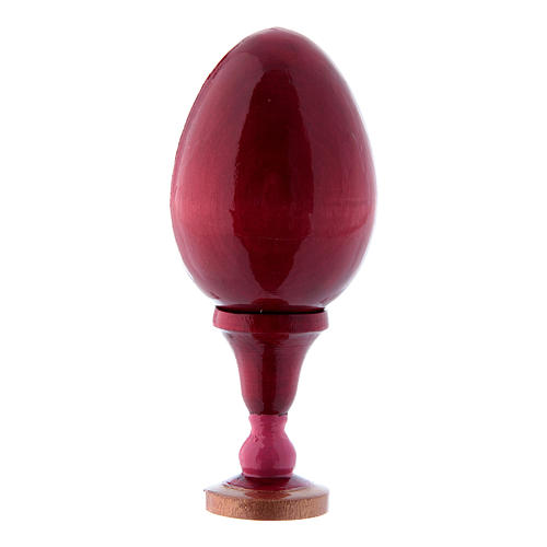 Huevo ruso de madera decoupage rojo Virgen con Niño h tot 13 cm 3