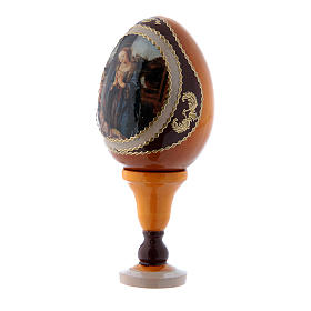 Russian Egg Madonna adoring the Child, Fabergé style, yellow 13 cm