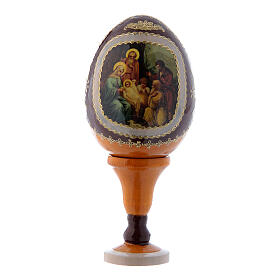 Jajko ikona rosyjska, żółta, decoupage, Narodziny Jezusa Chrystusa, wys. całkowita 13 cm