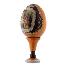 Jajko ikona rosyjska, żółta, decoupage, Narodziny Jezusa Chrystusa, wys. całkowita 13 cm