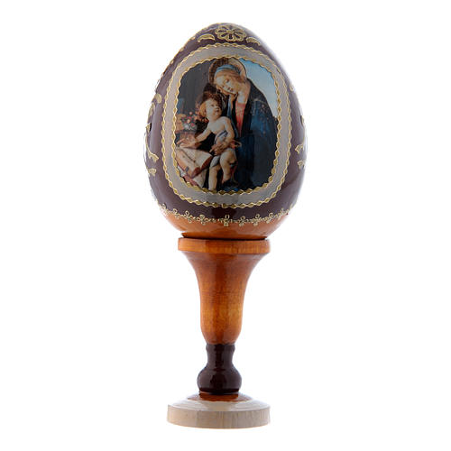 Uovo giallo in legno russo La Madonna del Libro h tot 13 cm 1