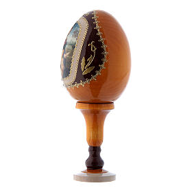 Russian Egg Madonna del Cardellino, Fabergé style, yellow 13 cm