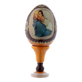 Huevo La Virgencita ruso amarillo de madera h tot 13 cm