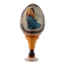 Jajko La Madonnina, rosyjskie, żółte, z drewna, wys. całkowita 13 cm