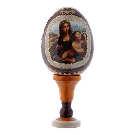 Uovo giallo stile Fabergè russo La Madonna dei Fusi h tot 13 cm