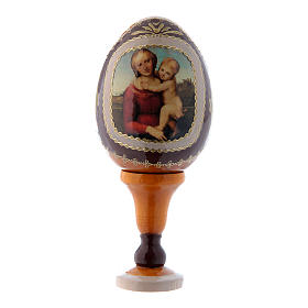 Huevo ícono ruso de madera amarillo La Pequeña Virgen Cowper h tot 13 cm