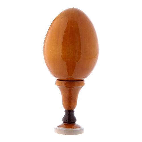 Huevo amarillo de madera decoupage ruso Virgen con Niño h tot 13 cm 3