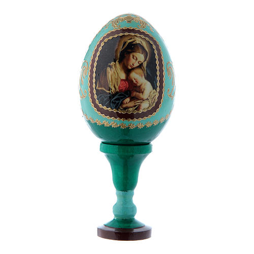 Russian Egg Madonna with Child, Russian Imperial style, green 13 cm 1