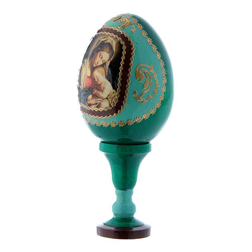 Russian Egg Madonna with Child, Russian Imperial style, green 13 cm 2
