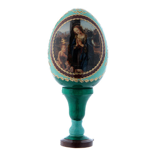 Russian Egg Madonna adoring the Child, Russian Imperial style, green 13 cm 1