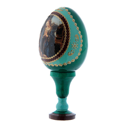 Russian Egg Madonna adoring the Child, Russian Imperial style, green 13 cm 2
