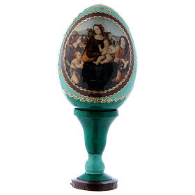 Russian Egg Madonna and Child with Infant St. John and Angels, Russian Imperial style, green 13 cm